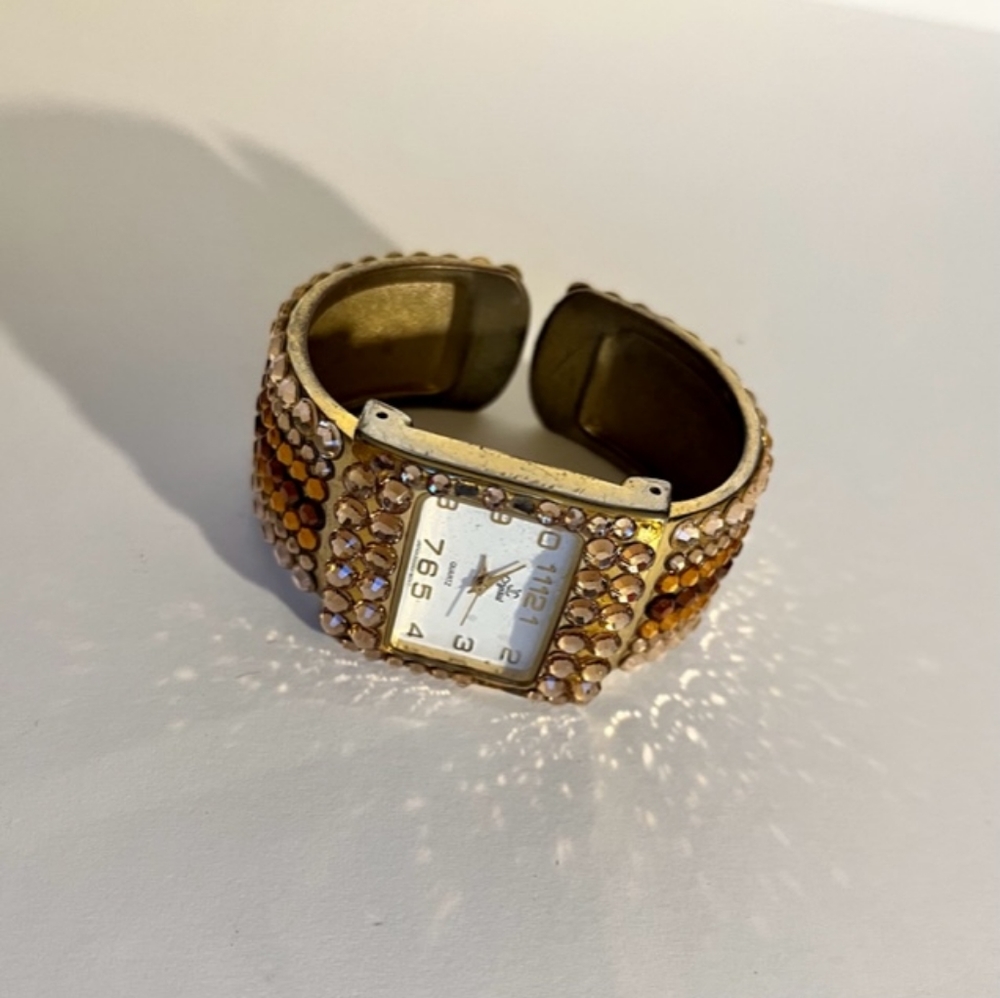 Kirks Folly Vintage Ombré Rhinestone Cuff Watch